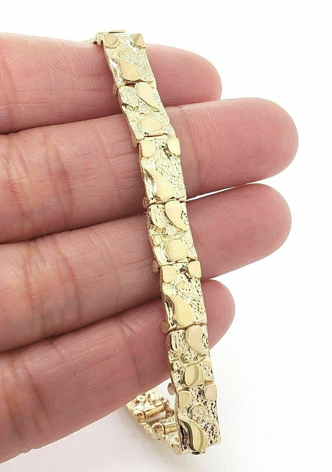 10k Yellow Gold Solid Nugget Bracelet 7.5 - 8" 7mm 14.4 grams