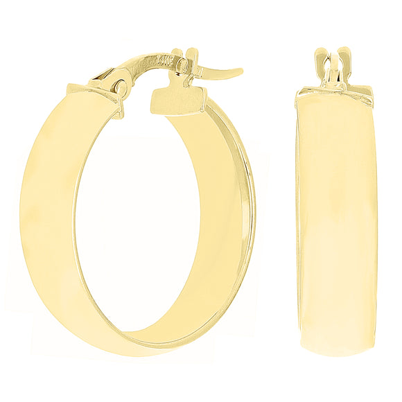 Italian 14k Yellow Gold Round Flat Tube Small Hollow Hoop 19mm x 4.8mm 1.6 grams