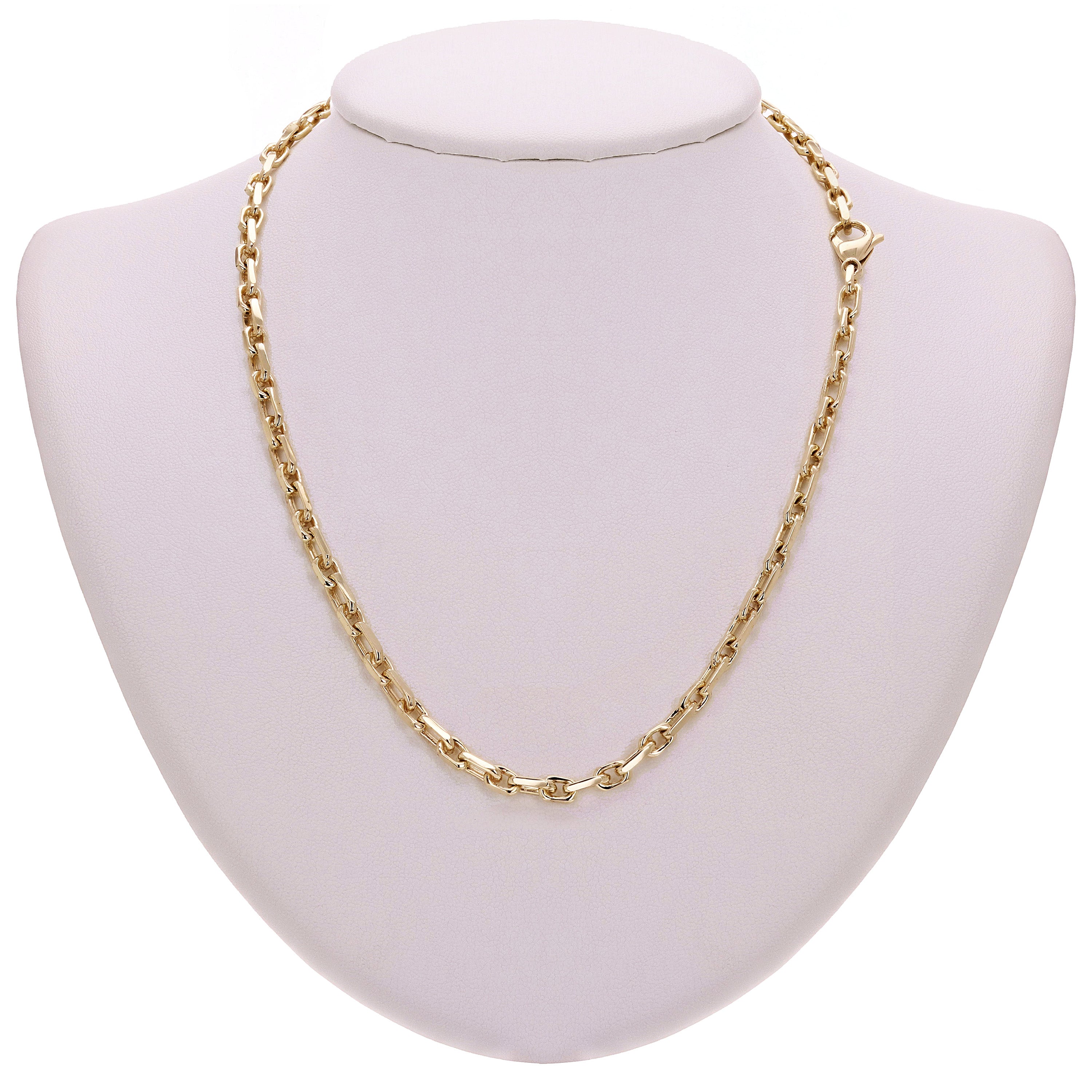 10k Yellow Gold Handmade Square Rectangle Link Chain Necklace 18" 4.5mm 28.5g - 18" 28.5 grams