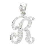 14k Yellow or White Gold Initial Letter I Alphabet A-Z Charm Pendant - Letter R,White
