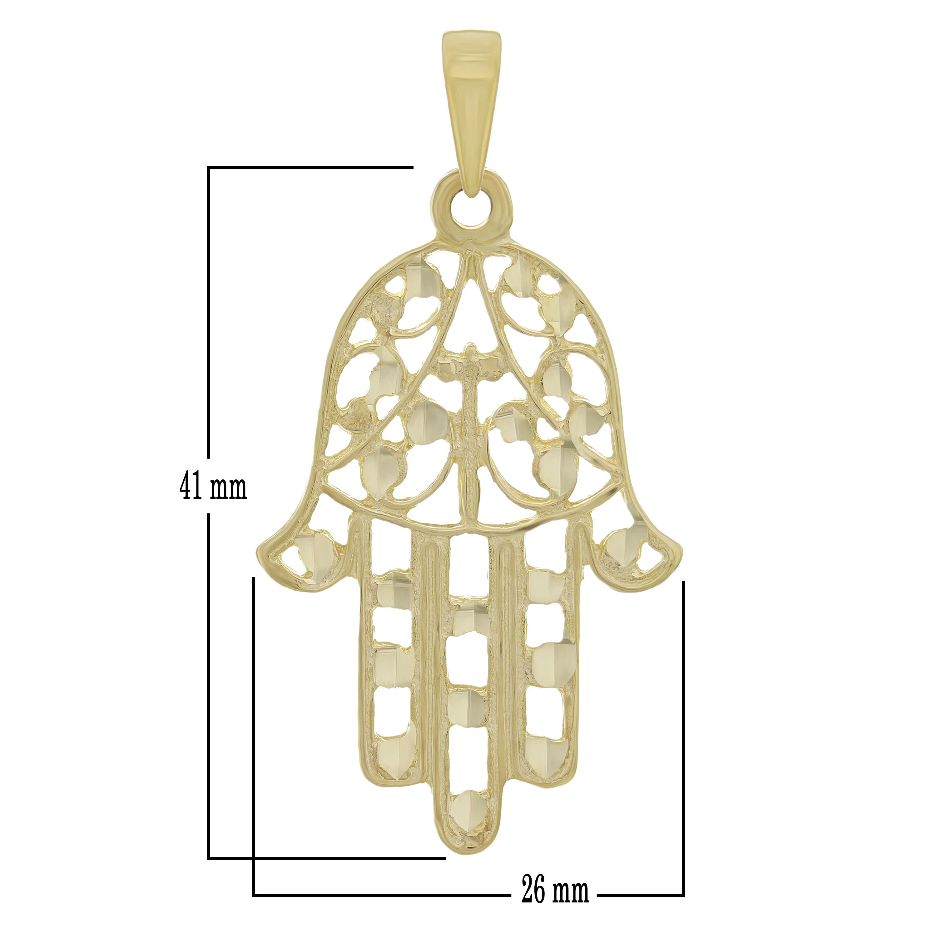 14k Yellow Gold Hamsa Hand Of Fatima Evil Eye Pendant - Yellow