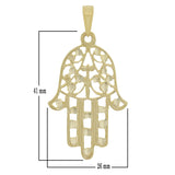 14k Yellow Gold Hamsa Hand Of Fatima Evil Eye Pendant - Yellow