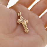 Italian 14k Yellow Gold 3D Double Sided Crucifix Cross Charm Pendant 1.6" 3.6g