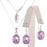 Crayola 14k White Gold Oval Amethyst Earrings & Pendant Necklace Set