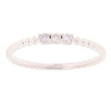 14k White Gold 0.09ctw Diamond 3-Stone Slim Beaded Stackable Band Size 6.5 - White