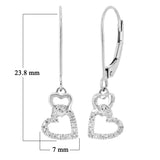 14k White Gold Diamond Accent Pave Heart Charm Hoop Earrings