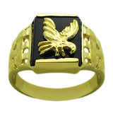 14k Yellow Gold Black Onyx Military Eagle Ring 13.2mm Size 7 - Ring Size 7