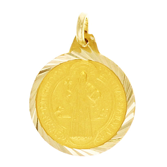 Italian 14k Yellow Gold Saint Benedict Medal Charm Pendant 20mmx14.mm 1.6 grams