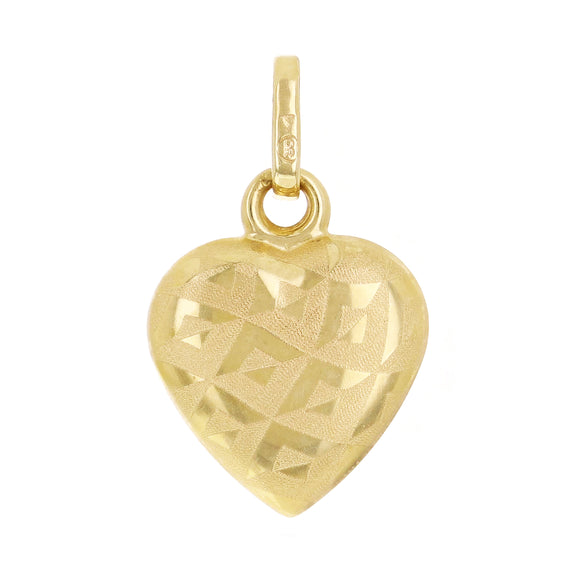 Italian 14k Yellow Gold Small Puffy Heart Charm Pendant 0.8gram