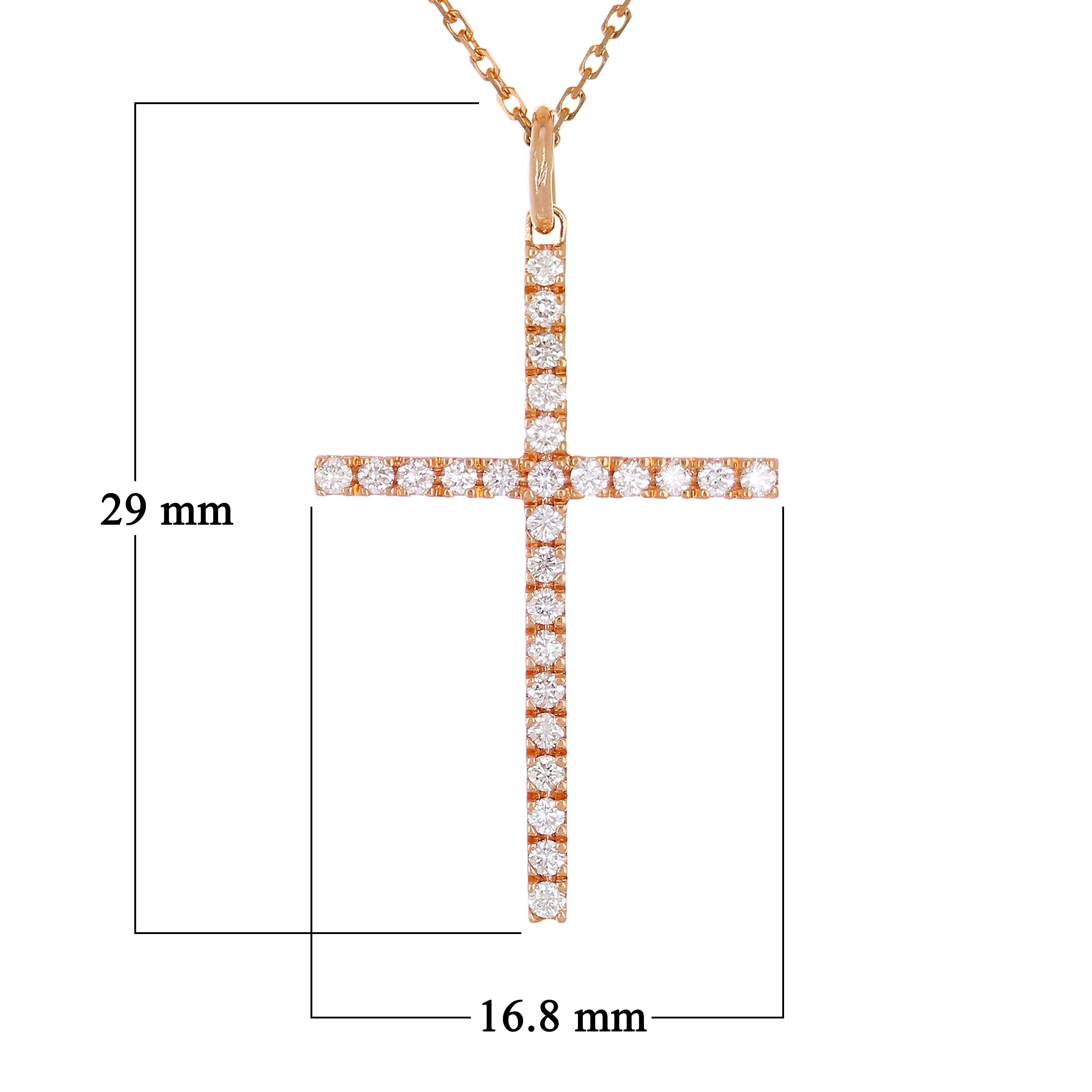 14k Rose Gold Diamond Cross Pendant - Rose
