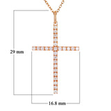 14k Rose Gold Diamond Cross Pendant - Rose