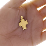 14k Yellow Gold Solid Embosded Cross Charm Pendant 1.1" 4.5 grams