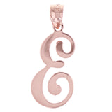 14k Rose Gold Initial Letter E Alphabet Charm Pendant - Letter E,Rose