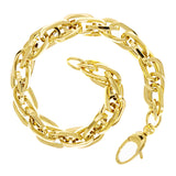 Italian 14k Yellow Gold Hollow Double Oval Links Bracelet 7.5" 7.9mm 8.5 grams