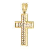 14k Yellow Gold 1.15ctw Diamond Cross Pendant 1.8" 8.5 grams