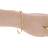 Italian 14k Yellow Gold Paper Clip & Ball Bead Station Bracelet 7" 2.5 grams