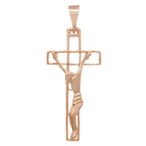 14k Rose Gold Jesus Christ Crucifix Cross Religious Charm Pendant 2" 3.6 grams - Rose
