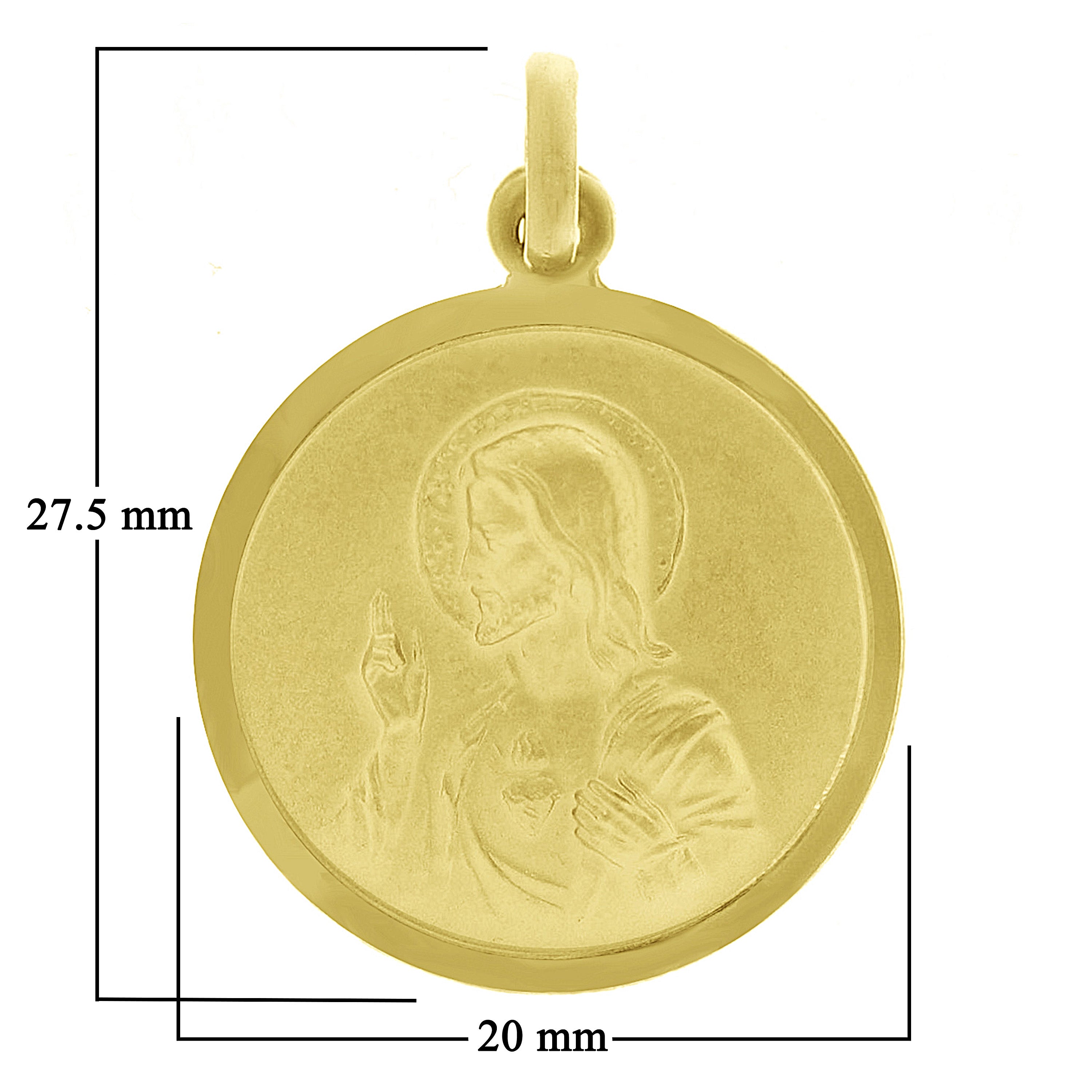 Italian 14k Gold Sacred Heart of Jesus & Lady of Perpetual Help Medal Pendant 1"