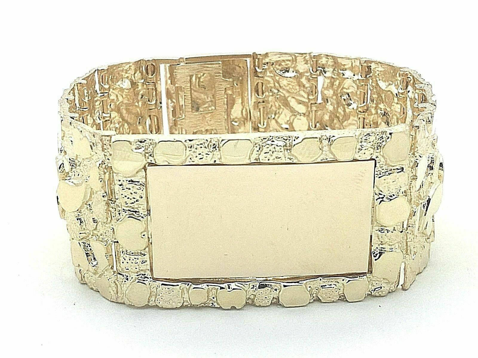 14k Yellow Gold Nugget ID Bracelet 8.5" 31mm 98.3 grams