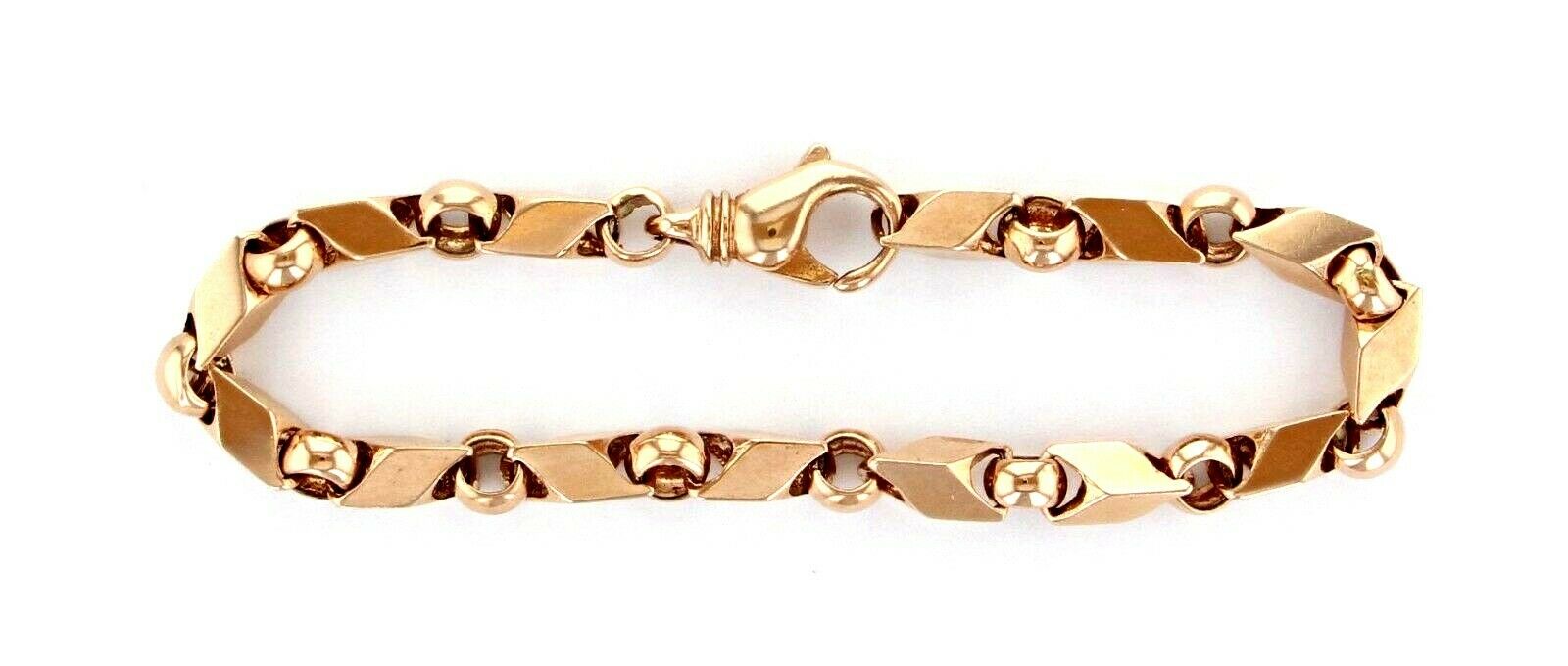 14k Rose Gold Handmade Fashion Link Bracelet 8.5" 7mm 31 grams - Rose,8.5"