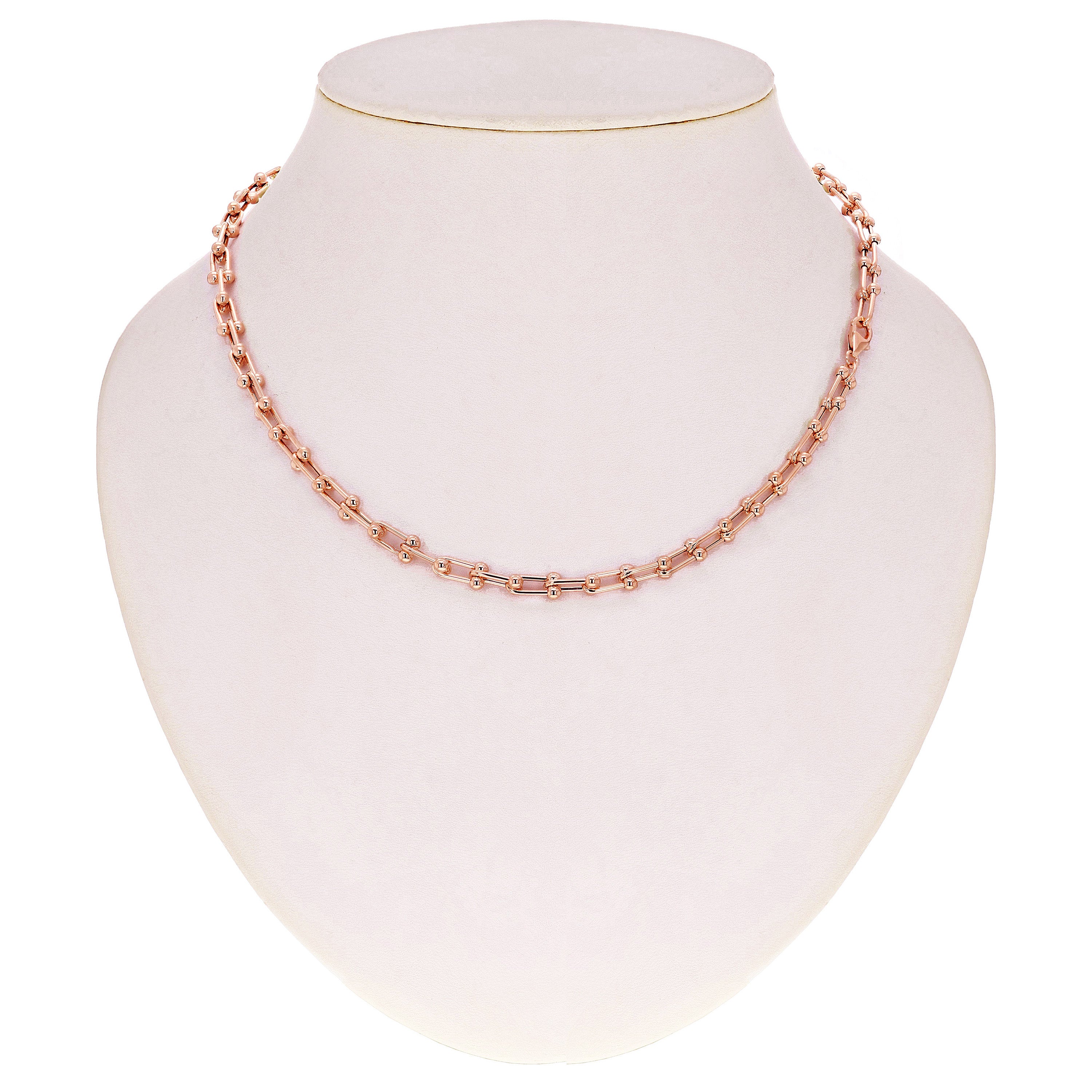 Italian 14k Rose Gold Semi-Solid U-Link Chain Necklace 18.5" 6mm 13.5 grams - 18.5" 6mm 13.5 grams