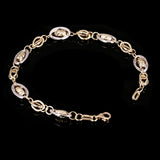 Italian 14k Two-Tone Gold Multiple Round & Oval Links Fancy Bracelet 7.5" 4.6g