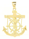 14k Yellow Gold Jesus Christ Crucifix Mariner Anchor Pendant 2.38" 16 grams