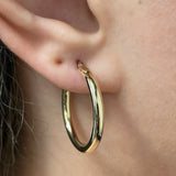 Italian 14k Yellow Gold High Polish 3mm 1" Diameter Round Hoop Earrings 2.1grams
