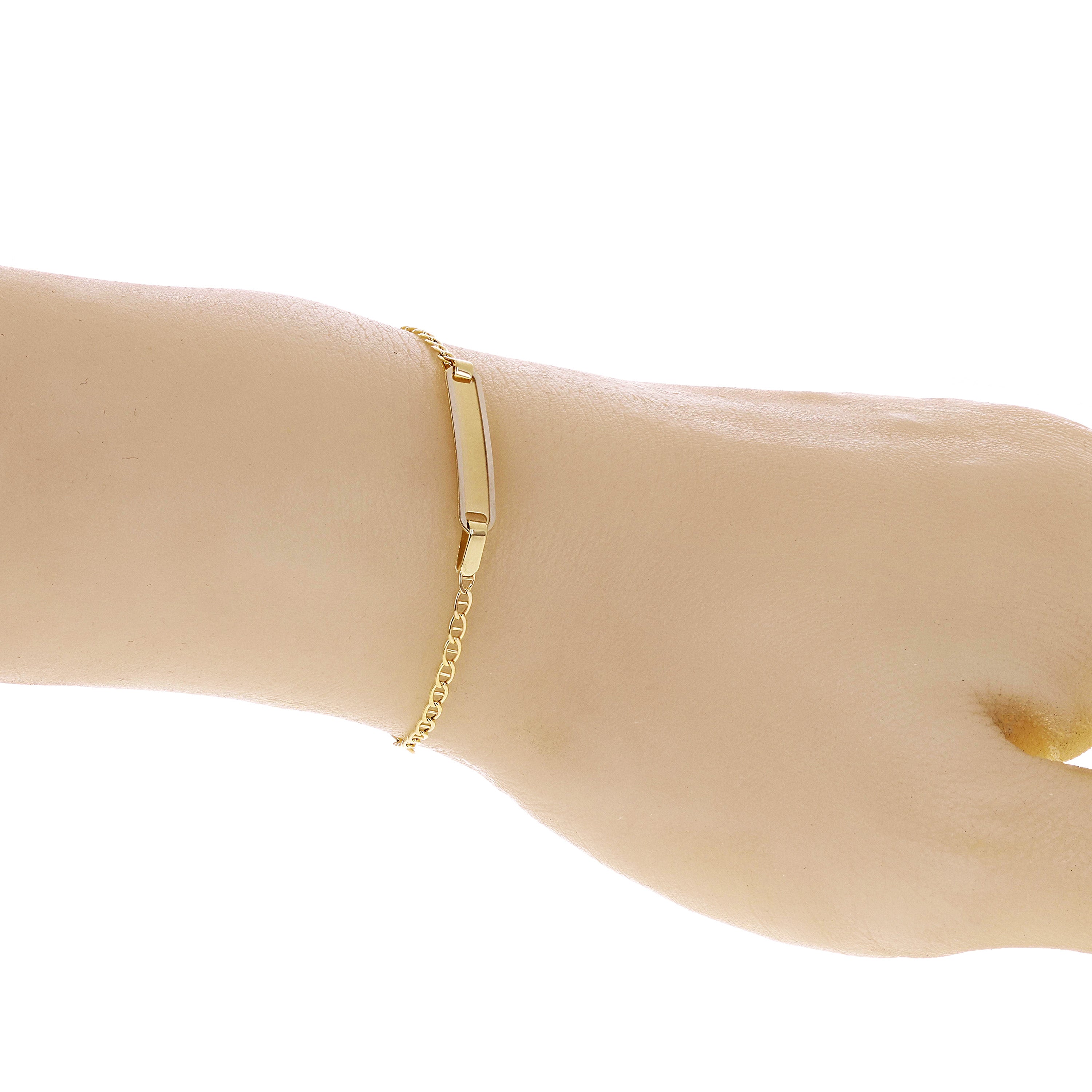 Italian 14k Two-Tone Gold Engravable Baby Kids Mariner ID Bracelet 5.5" 1.6grams