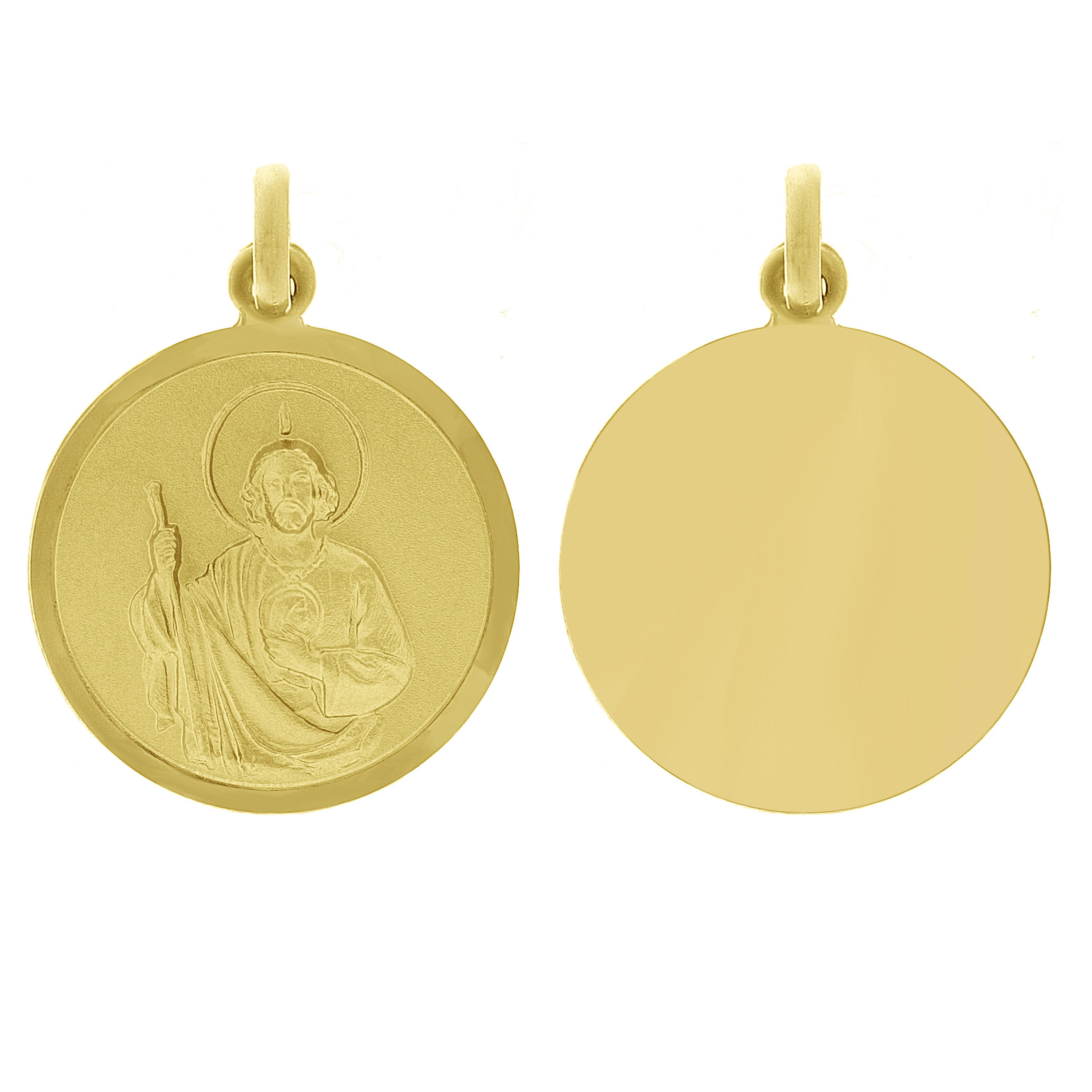 Italian 14k Yellow Gold Saint Jude Religious Charm Medal Pendant 1.1" 2.5 grams