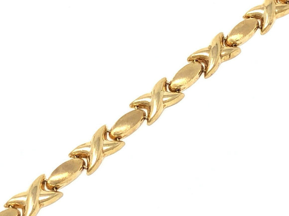 Italian 14k Yellow Gold XOXO Criss Cross Bracelet 7