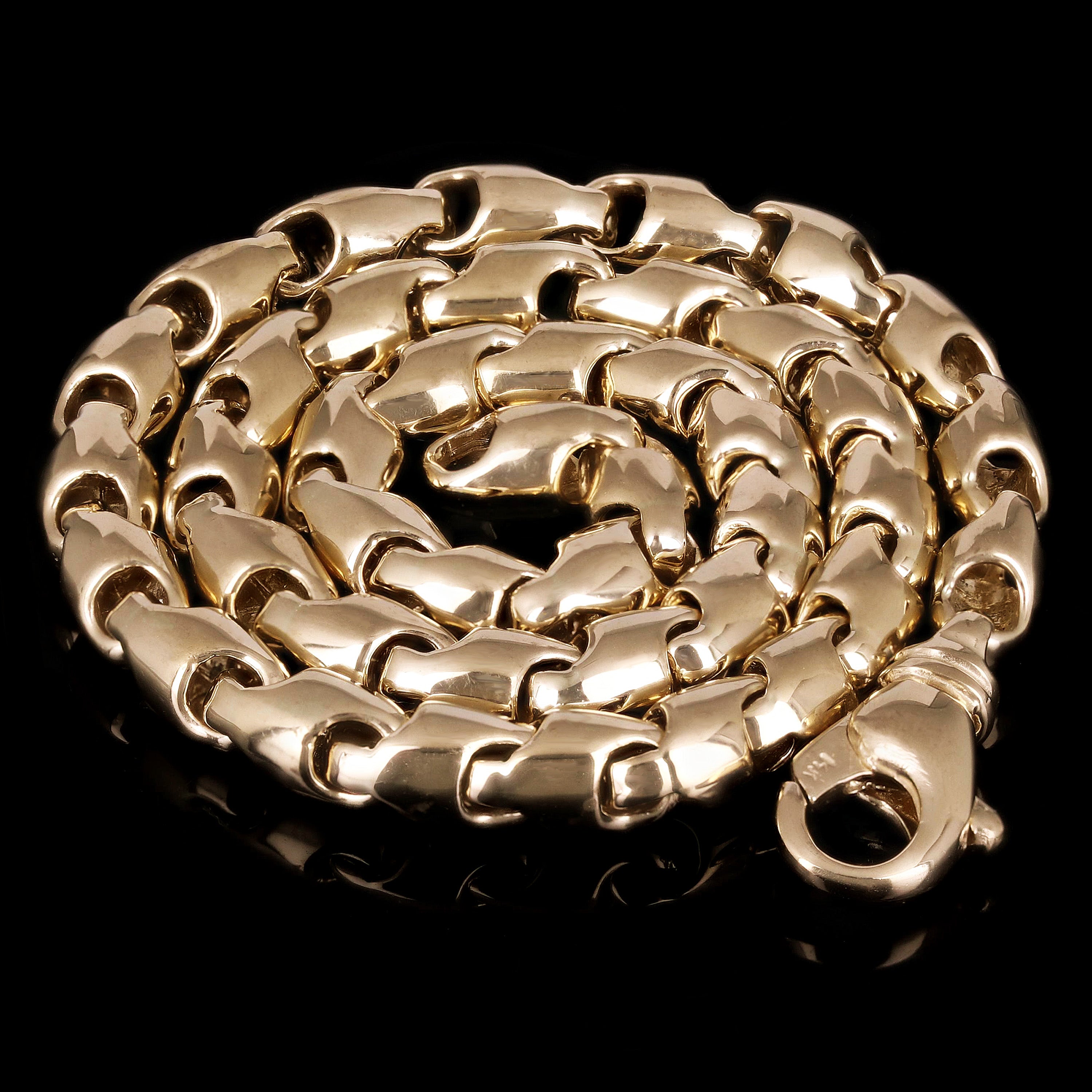 14k Yellow Gold Solid Handmade Bullet Link Necklace 20" 5.5mm 59 grams - 20" 59 grams