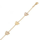 Italian 14k Yellow Gold Pearl BUTTERFLY Charm Station Bracelet 7.5" 1.8 grams