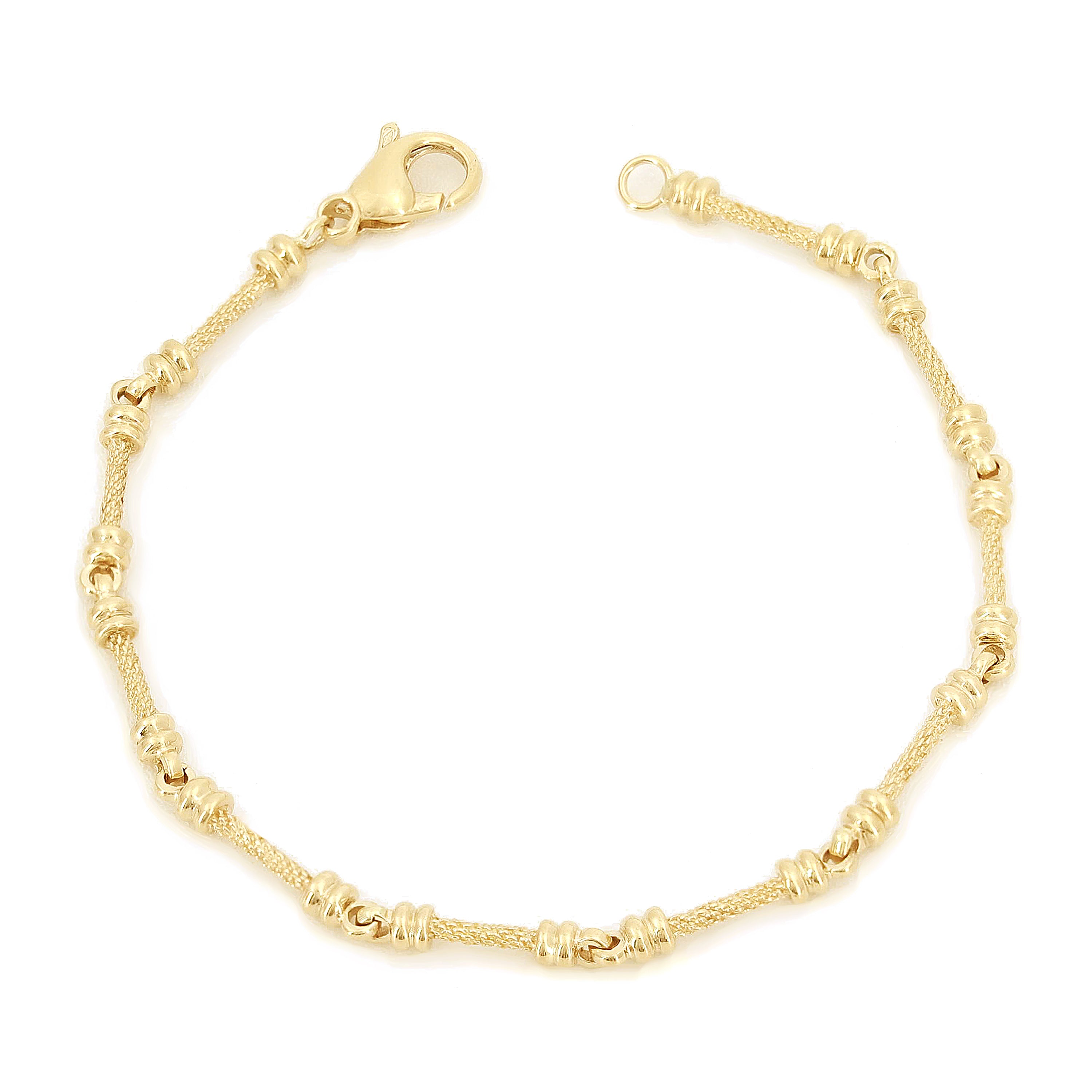 10k Yellow Gold Solid Handmade Fashion Link Bracelet 7" 4mm 10.2 grams - 7" 10.2 grams
