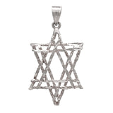 14k White Gold Diamond Cut Jewish Star of David Charm Pendant 1.8 grams - White