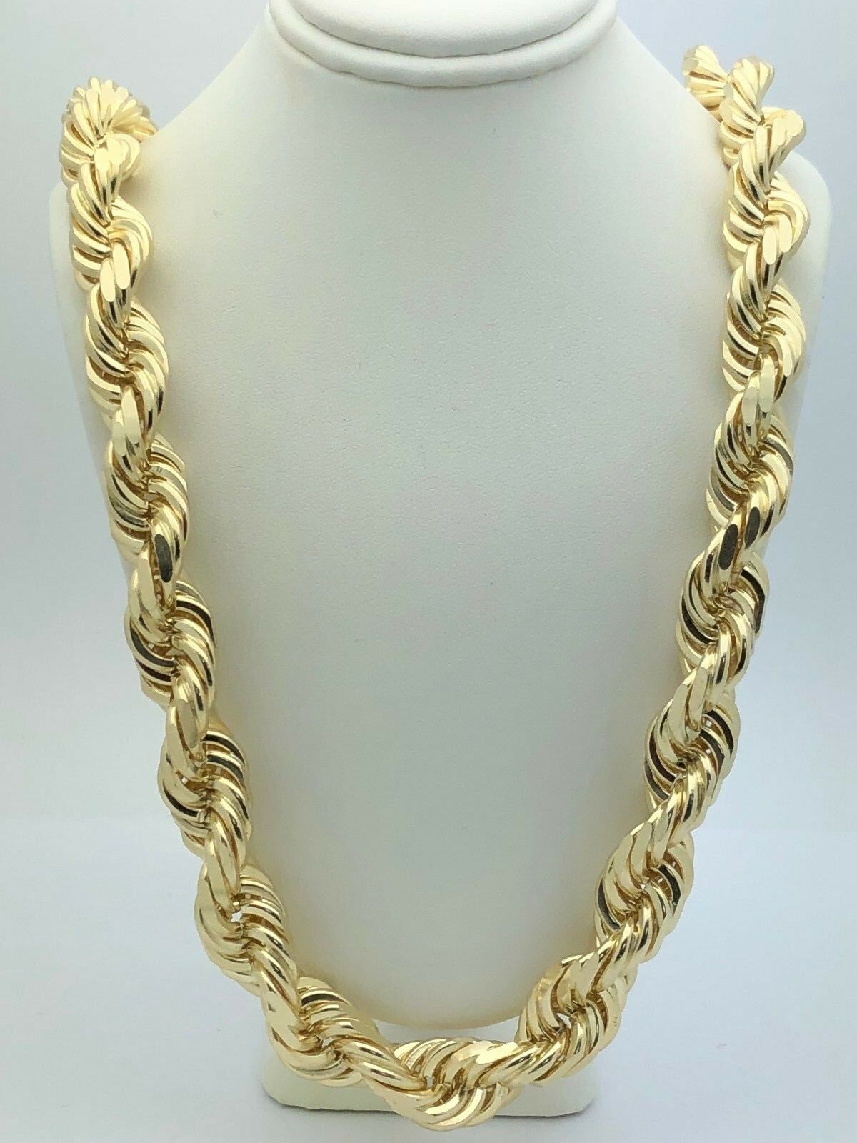 Men's Solid 14k Yellow Gold Diamond Cut Rope Chain Necklace 28" 15mm 441.6 grams