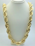 Men's Solid 14k Yellow Gold Diamond Cut Rope Chain Necklace 28" 15mm 441.6 grams