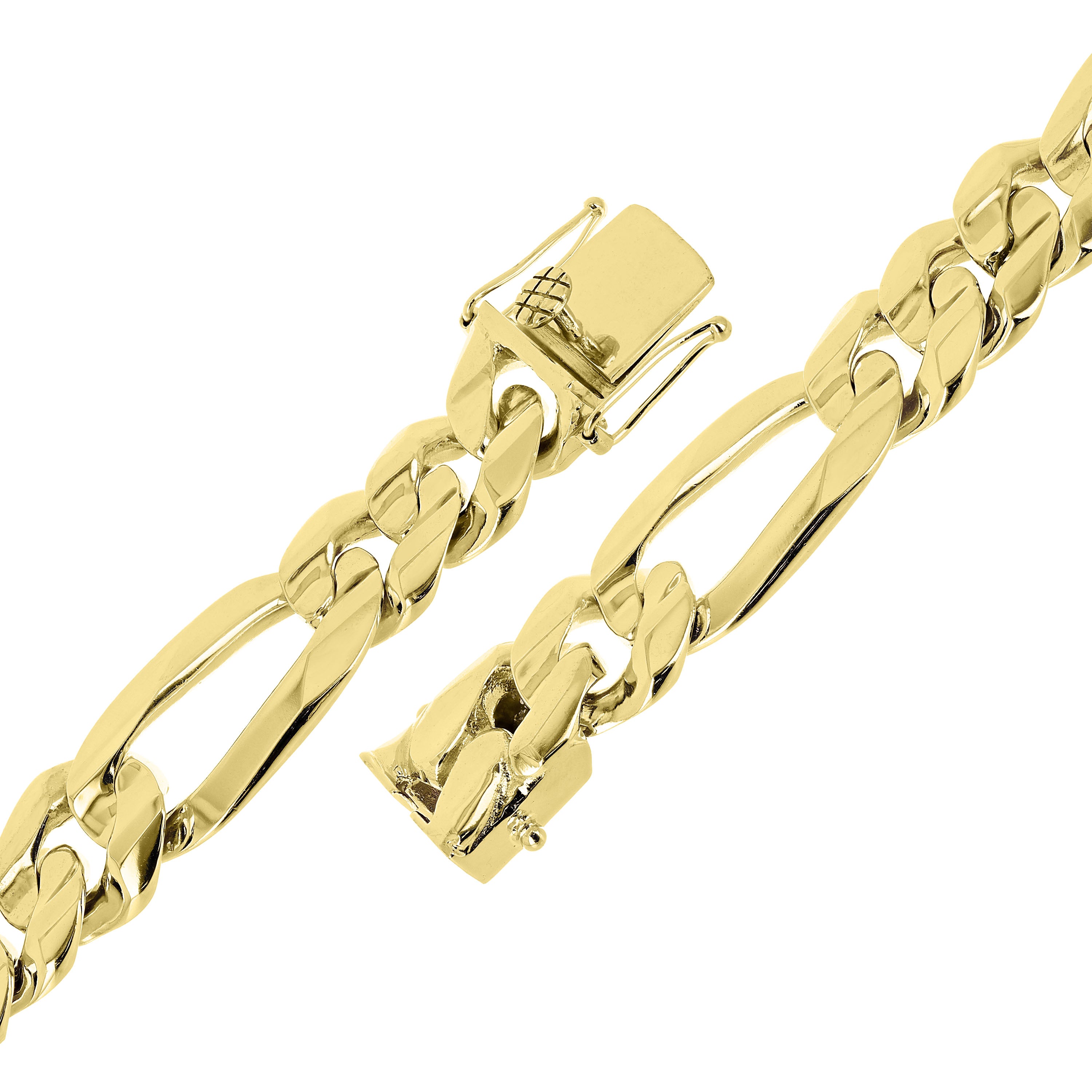 Men's 10k Yellow Gold Solid Heavy Link Figaro Chain Bracelet 8" 17.5mm 95.5 gram - Yellow,8"