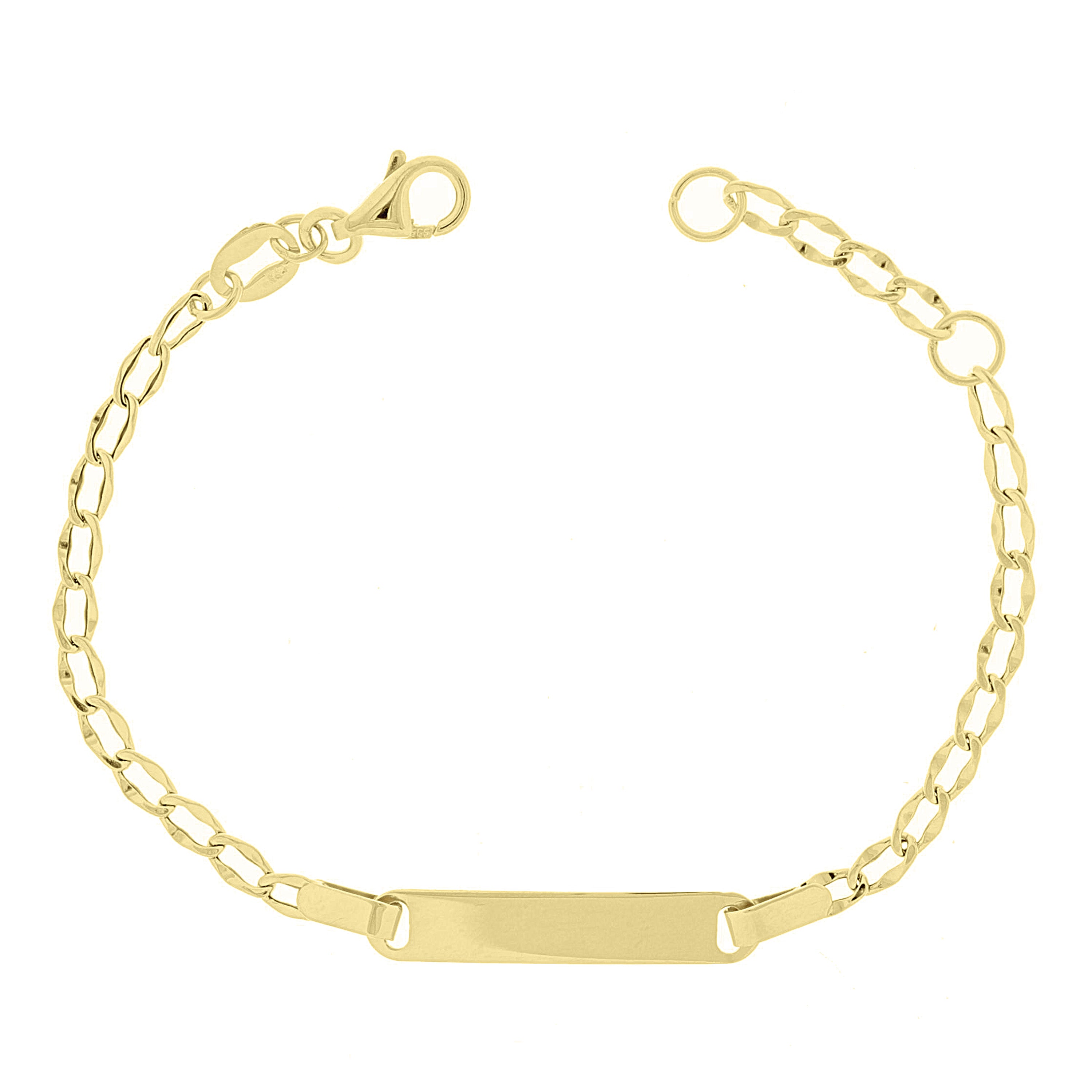 Italian 14k Yellow Gold Engravable Open Link Kids Baby ID Bracelet 5.5" 4mm 1.4g