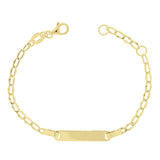 Italian 14k Yellow Gold Engravable Open Link Kids Baby ID Bracelet 5.5" 4mm 1.4g