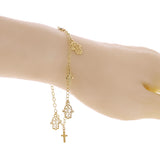 Italian 14k Yellow Gold Cross & Hamsa Charm Anklet/Bracelet 10" 4 grams