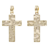 14k Yellow Gold Solid Crumpled Metal Texture Cross Pendant 0.7 gram