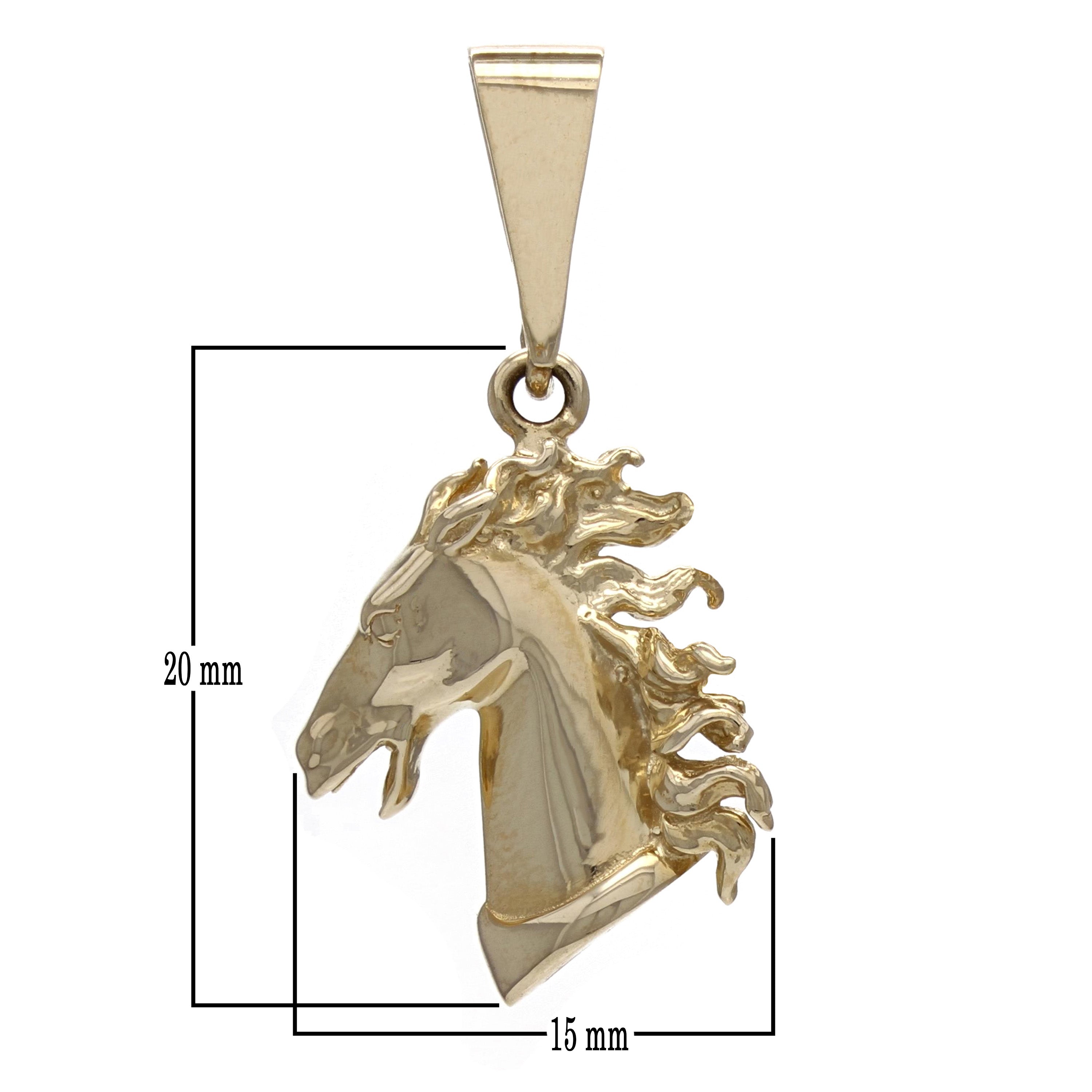 14k Yellow Gold 3D Lucky Stallion Horse Head Charm Pendant 3.3 grams - Yellow