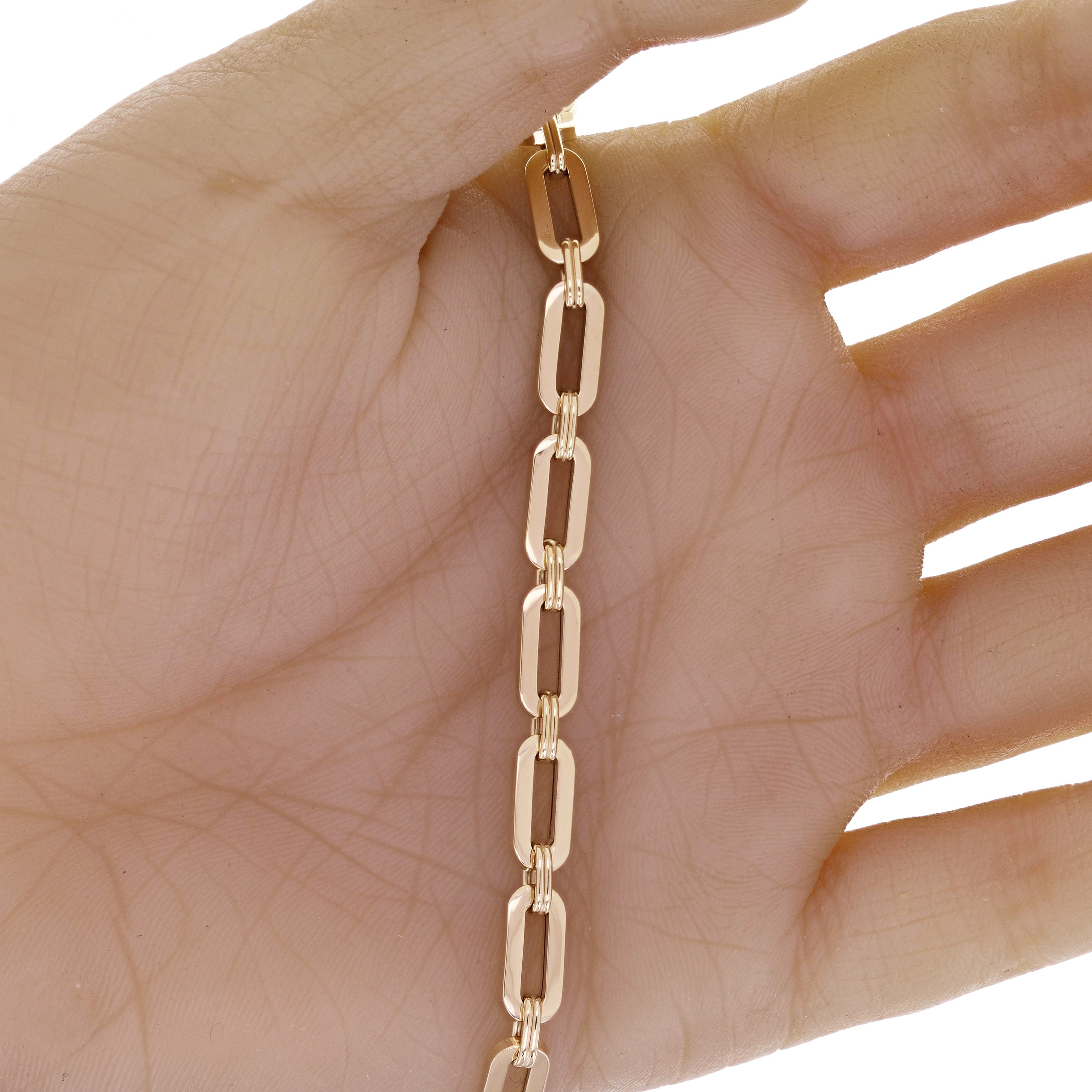 Italian 14k Yellow Gold Paper Clip Link Chain Bracelet 8.25" 5.5mm 4.7 grams