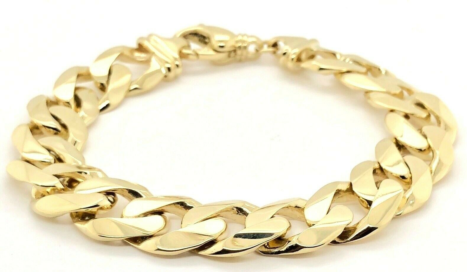 Men's 14k Yellow Gold Solid Heavy Cuban Link Chain Bracelet 8" 15.6mm 73 grams - 8"