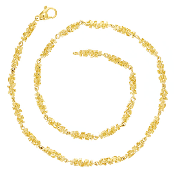 10k Yellow Gold Solid Handmade Nugget Link Necklace 18