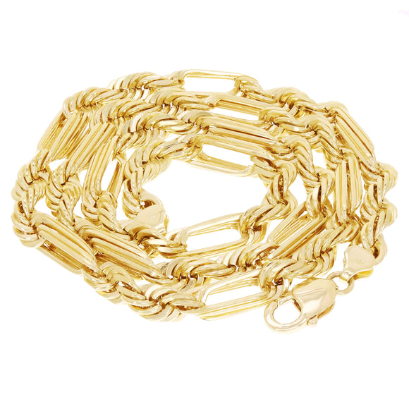 14k Yellow Gold Solid Milano Figaro Rope Chain Necklace 24