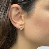 Italian 14k Yellow Gold High Shine Entwined Double Eternity Circle Stud Earrings - Yellow