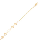 Italian 14k Yellow Gold Heart & Oval Link Anklet/ Bracelet 10.5" 4.9mm 2.5 grams