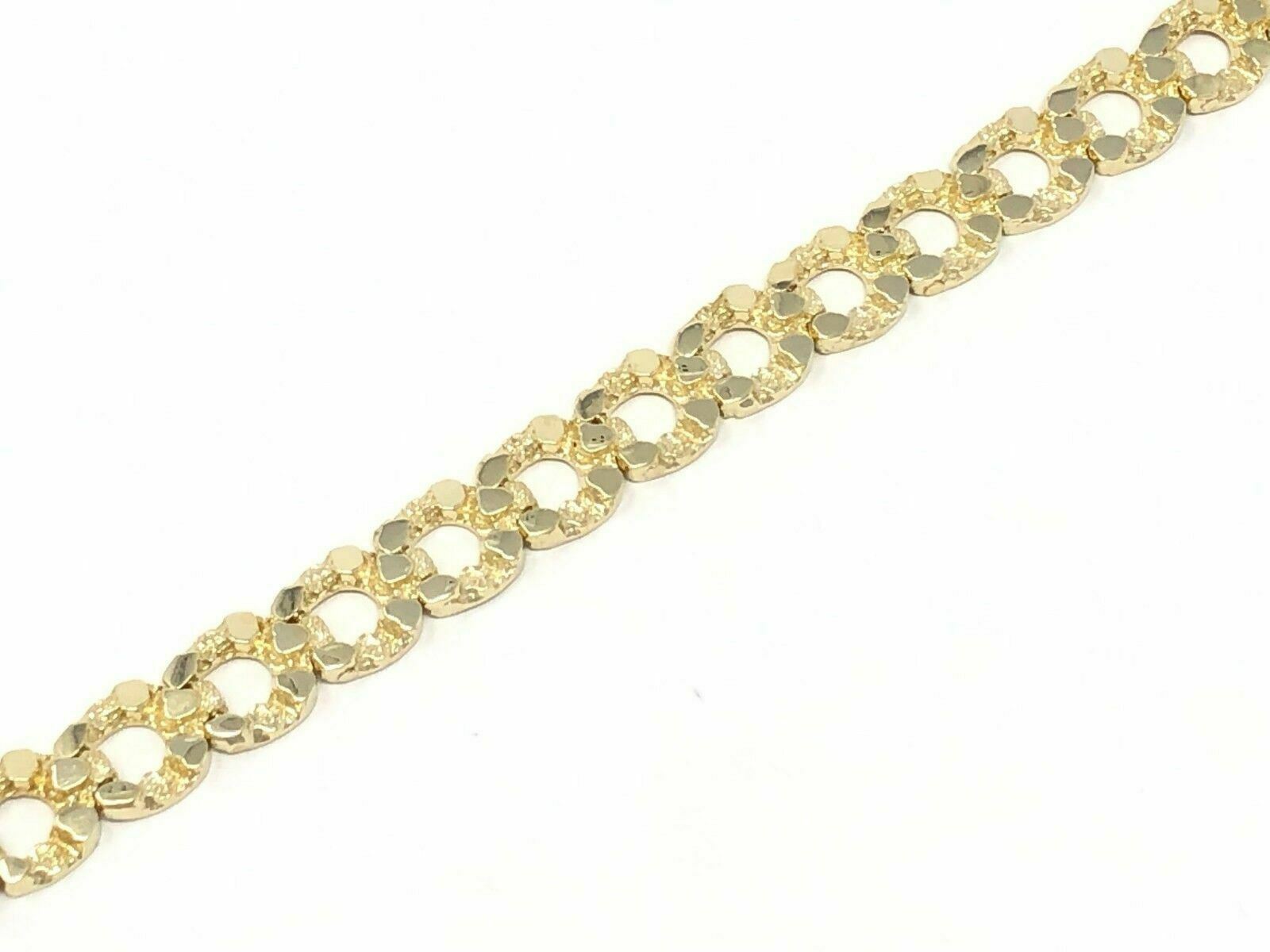 10k Yellow Gold Solid Horse Shoe Nugget Bracelet 7.5" 10.5mm 20 grams